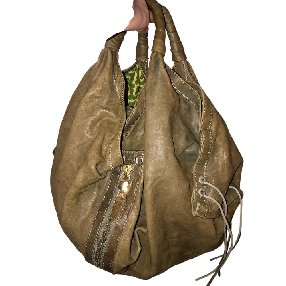 Oryany Heather XXL Shoulder Handbag Green Italian Leather Hobo Slouch Large Boho - Picture 3 of 9